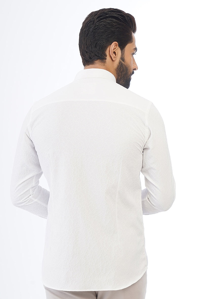 White Solid Slim Fit Party Wear Shirt | JB Studio