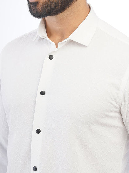 White Solid Slim Fit Party Wear Shirt | JB Studio