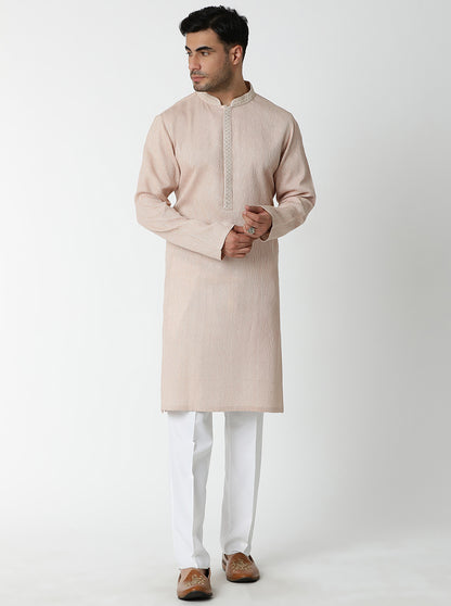 Peach Embroidered Kurta Pajama | TULA