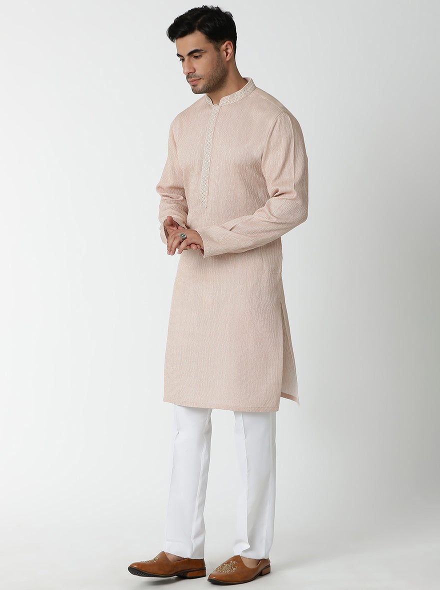 Peach Embroidered Kurta Pajama | TULA