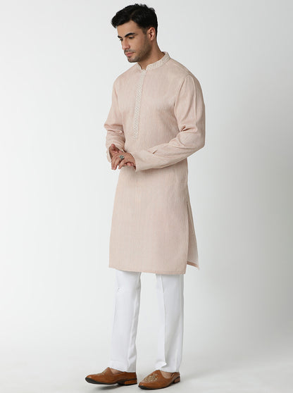 Peach Embroidered Kurta Pajama | TULA