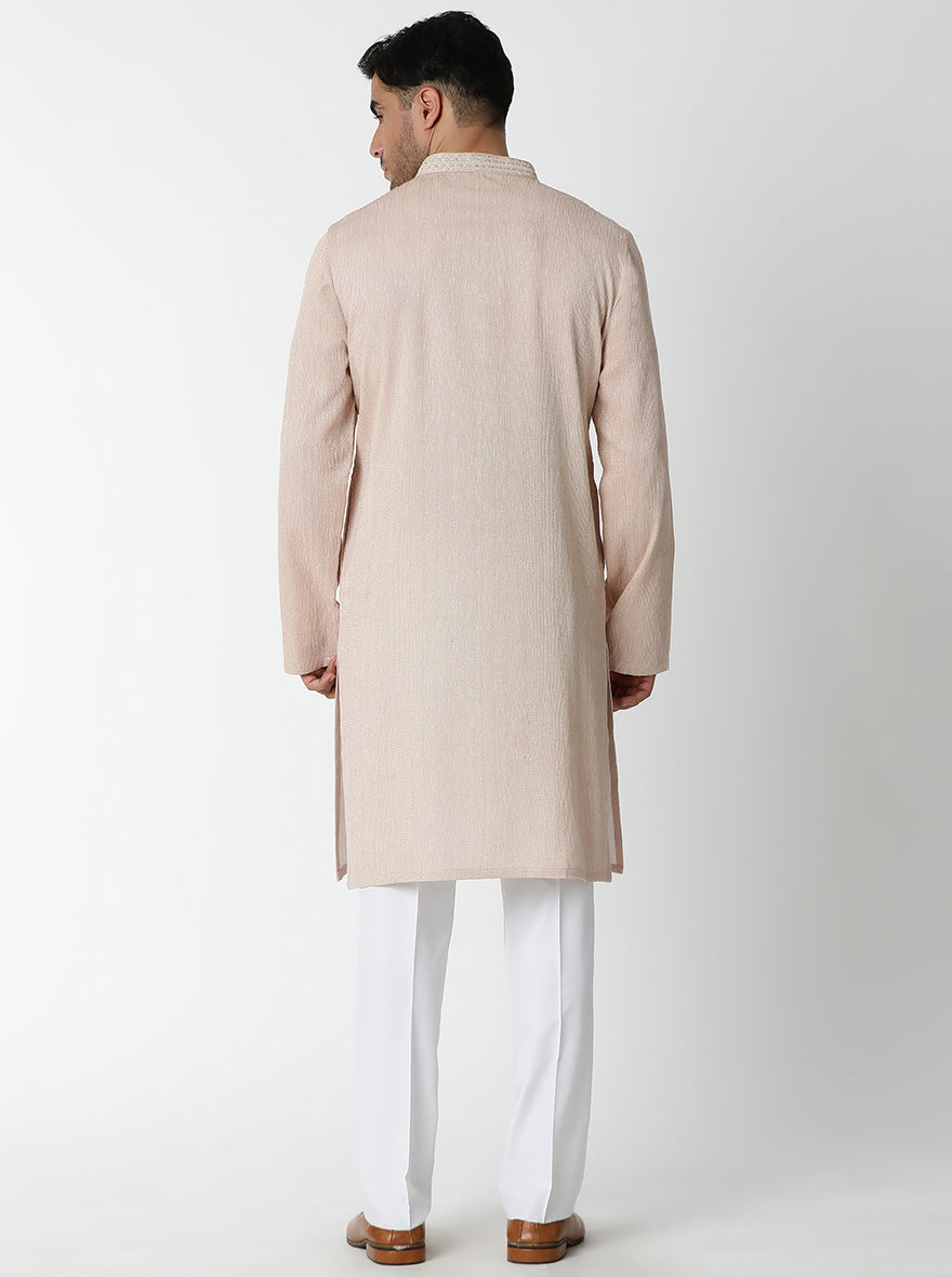 Peach Embroidered Kurta Pajama | TULA