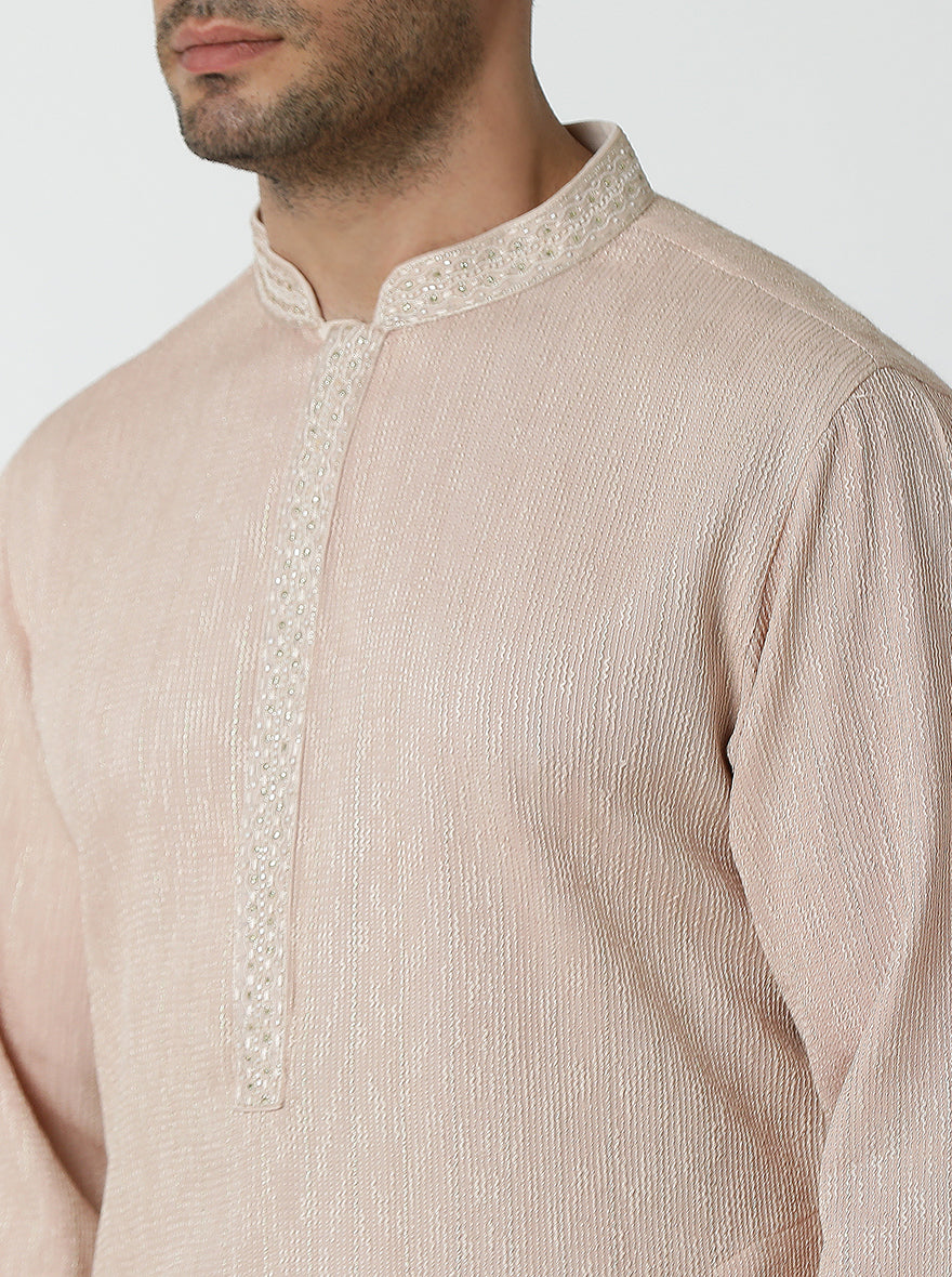 Peach Embroidered Kurta Pajama | TULA