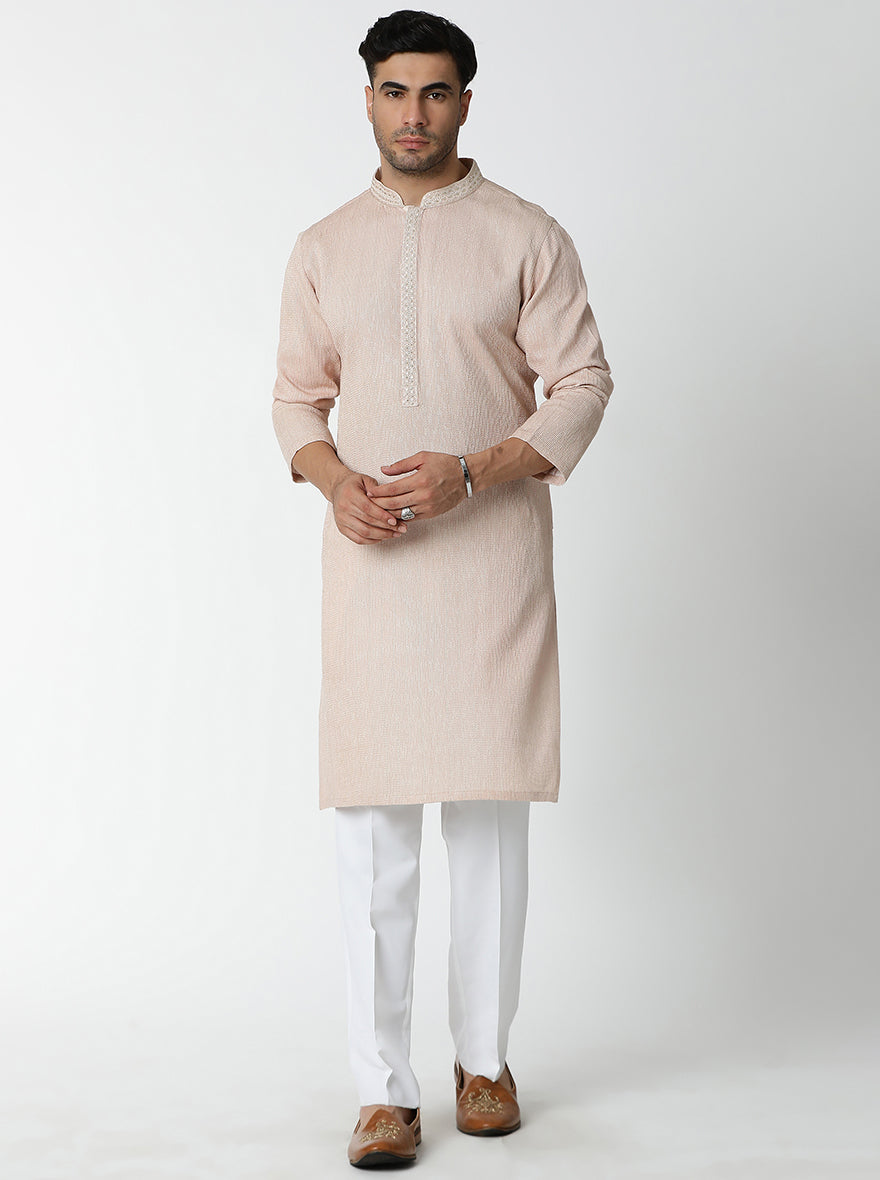 Peach Embroidered Kurta Pajama | TULA