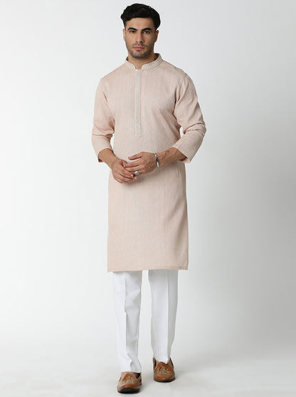 Peach Embroidered Kurta Pajama | TULA