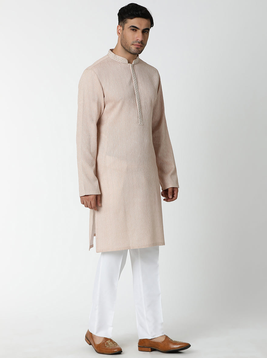 Peach Embroidered Kurta Pajama | TULA
