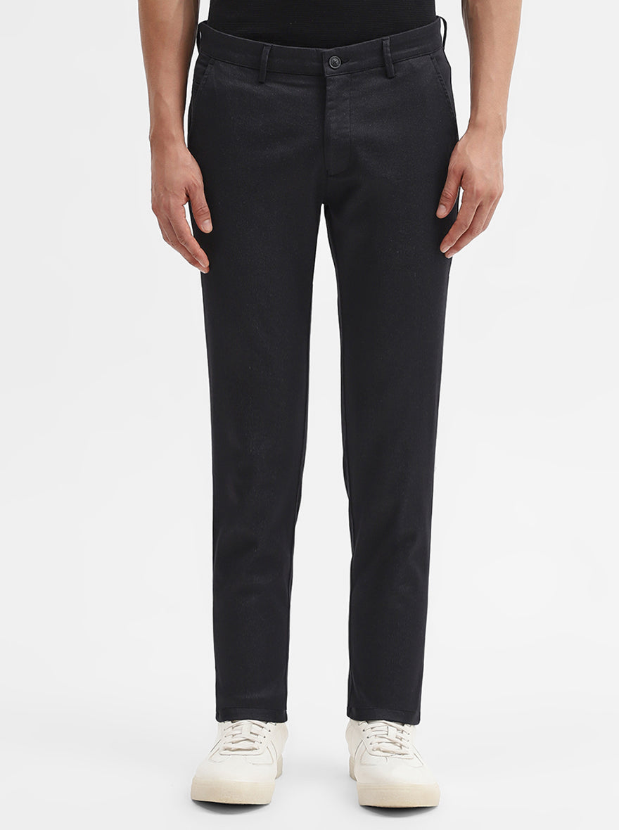 Black Solid Super Slim Fit Casual Trouser | Greenfibre