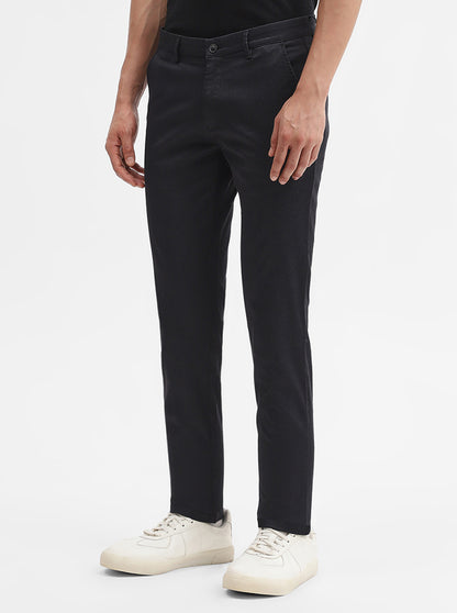 Black Solid Super Slim Fit Casual Trouser | Greenfibre
