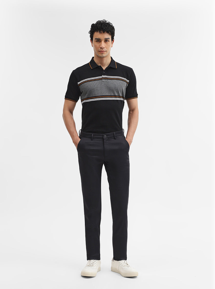 Black Solid Super Slim Fit Casual Trouser | Greenfibre