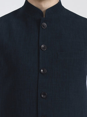 Teal & Blue Solid Regular Fit Modi Jacket | JadeBlue