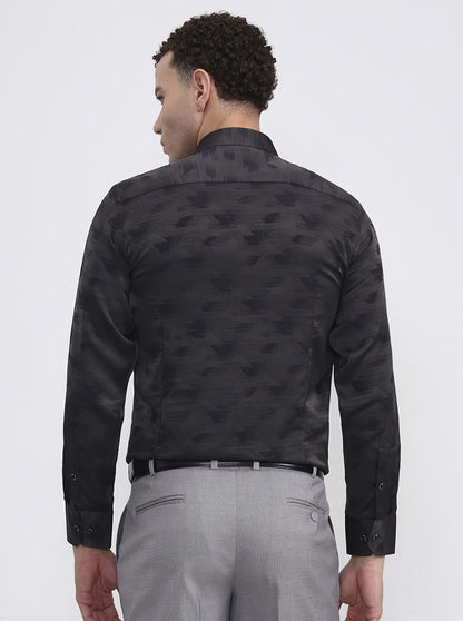 Grey Printed Slim Fit Formal Shirt | JadeBlue Super Luxe