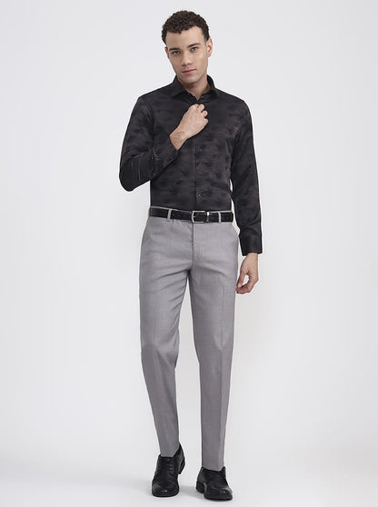 Grey Printed Slim Fit Formal Shirt | JadeBlue Super Luxe