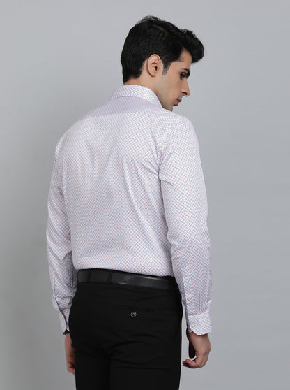 White Printed Regular Fit Formal Shirt | Greenfibre
