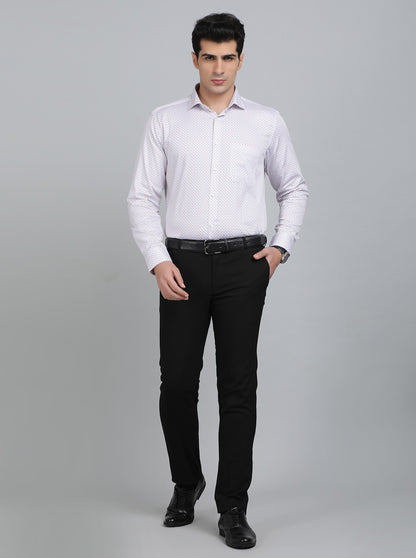 White Printed Regular Fit Formal Shirt | Greenfibre