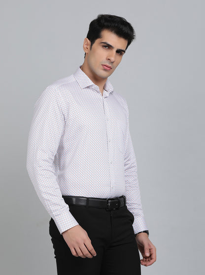 White Printed Regular Fit Formal Shirt | Greenfibre
