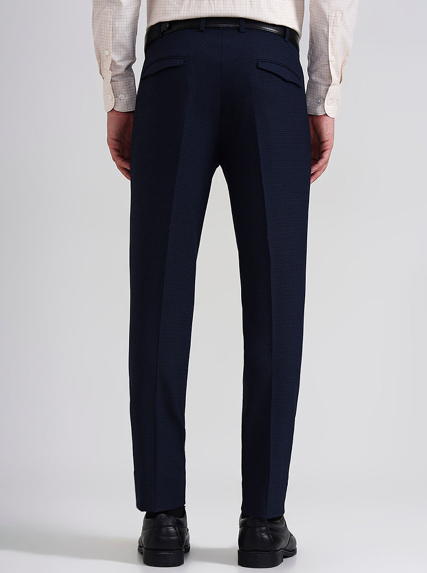Blue & Maroon Printed Slim Fit Formal Trouser | JadeBlue Youth