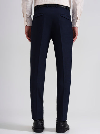 Blue & Maroon Printed Slim Fit Formal Trouser | JadeBlue Youth