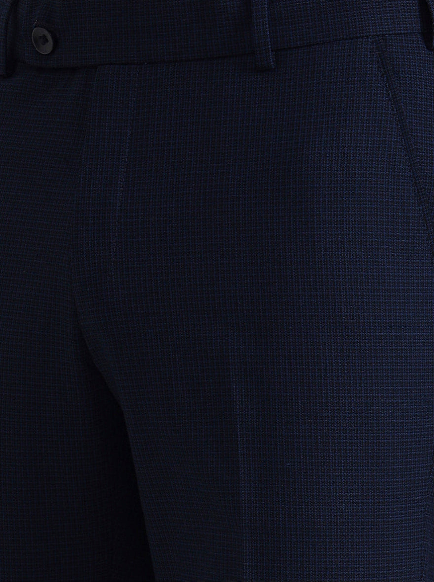 Blue & Maroon Printed Slim Fit Formal Trouser | JadeBlue Youth