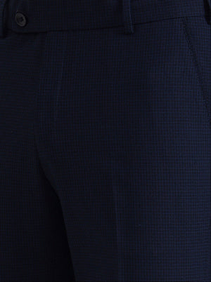 Blue & Maroon Printed Slim Fit Formal Trouser | JadeBlue Youth