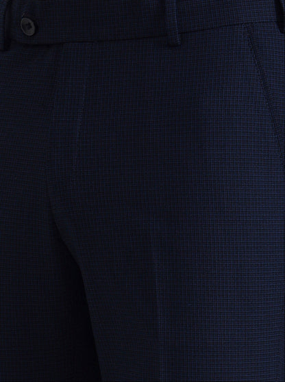 Blue & Maroon Printed Slim Fit Formal Trouser | JadeBlue Youth