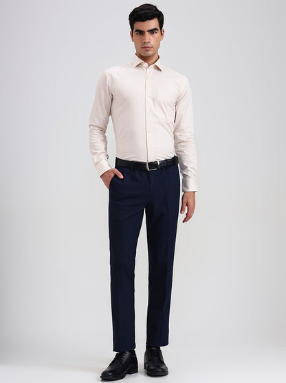 Blue & Maroon Printed Slim Fit Formal Trouser | JadeBlue Youth