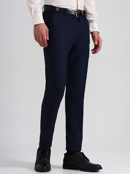 Blue & Maroon Printed Slim Fit Formal Trouser | JadeBlue Youth