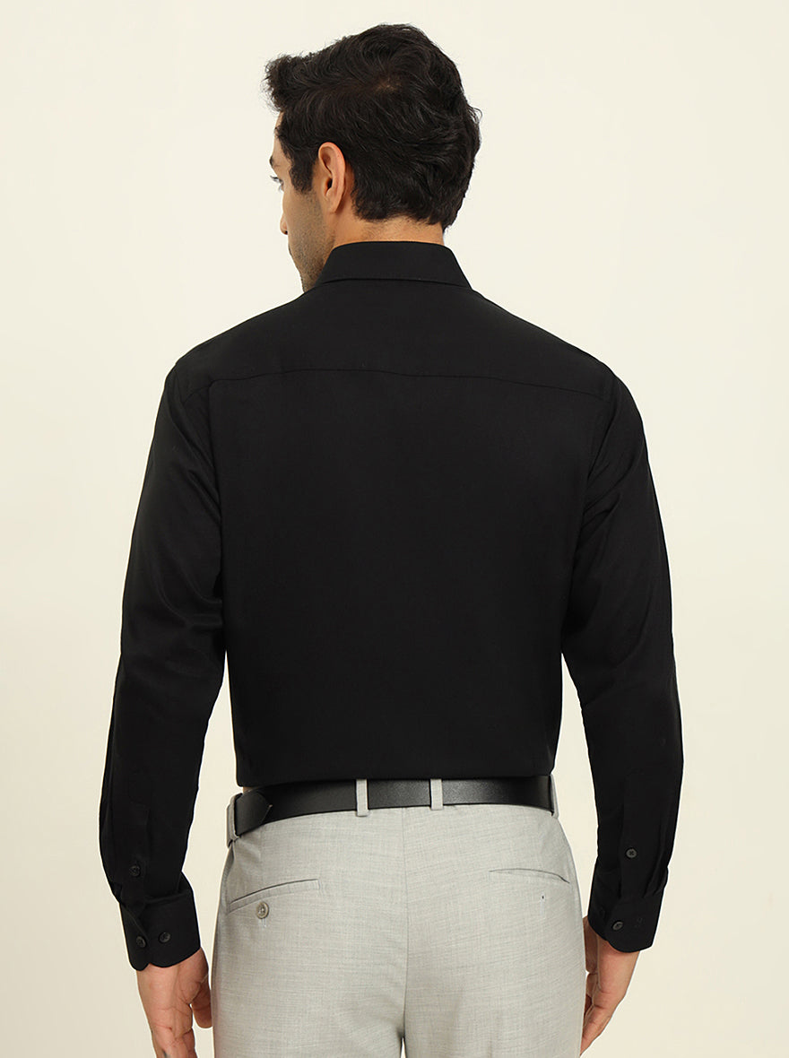Black Solid Slim Fit Formal Shirt | Metal