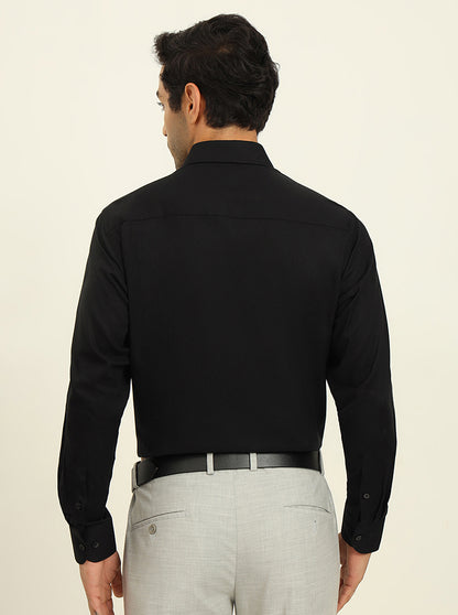 Black Solid Slim Fit Formal Shirt | Metal