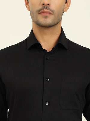 Black Solid Slim Fit Formal Shirt | Metal