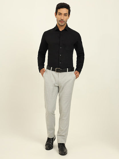 Black Solid Slim Fit Formal Shirt | Metal