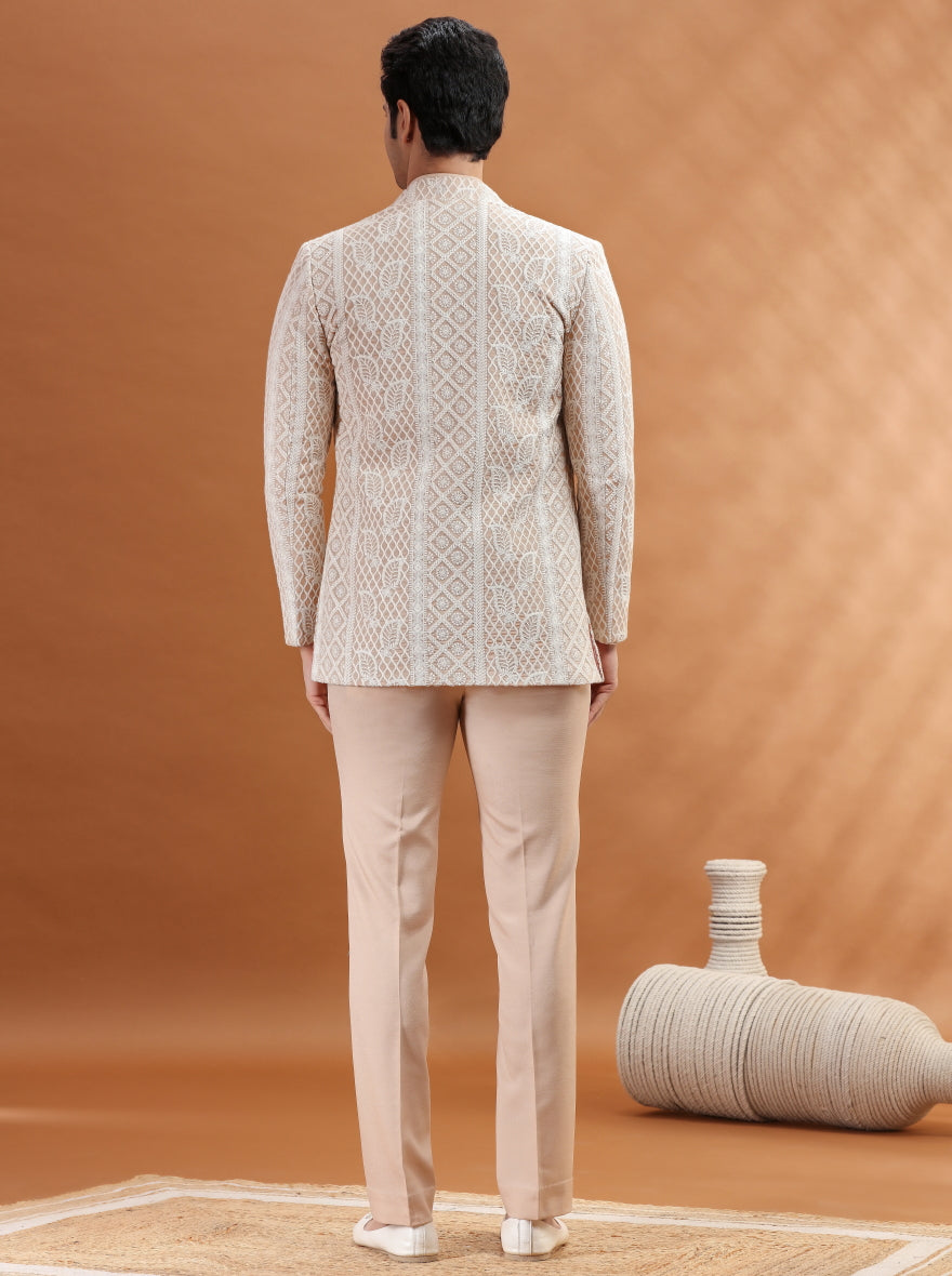 White & Cream Embroidered Jodhpuri Suit | TULA