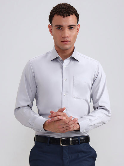 Grey Solid Slim Fit Formal Shirt | JadeBlue Super Luxe