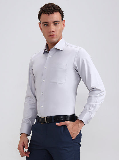 Grey Solid Slim Fit Formal Shirt | JadeBlue Super Luxe