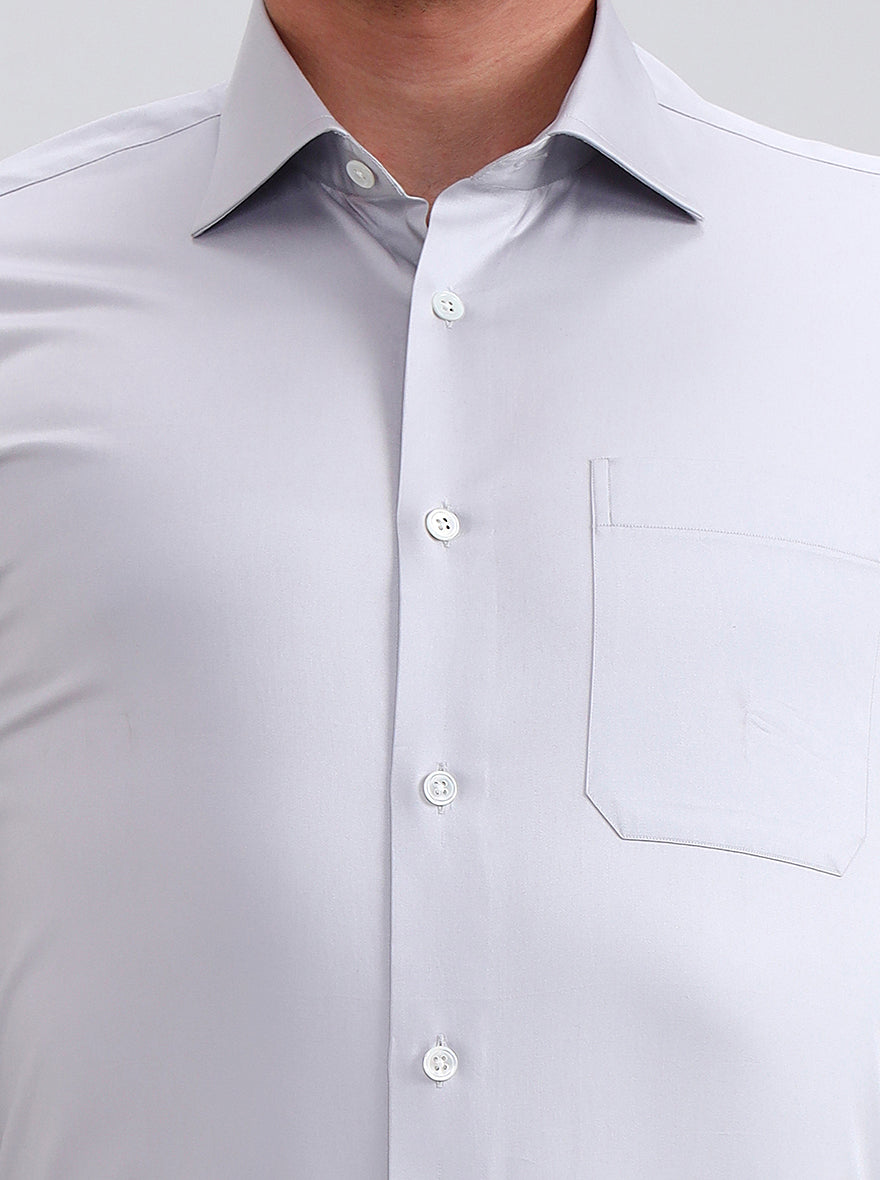 Grey Solid Slim Fit Formal Shirt | JadeBlue Super Luxe