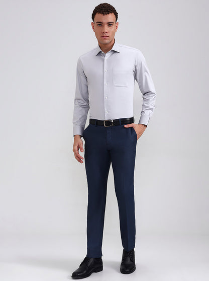Grey Solid Slim Fit Formal Shirt | JadeBlue Super Luxe