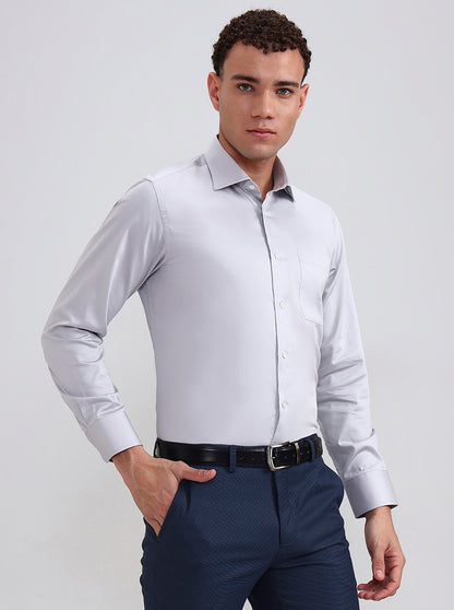Grey Solid Slim Fit Formal Shirt | JadeBlue Super Luxe