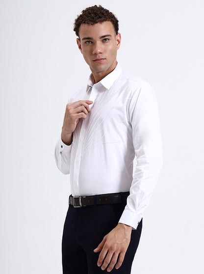 White Printed Slim Fit Party Wear Shirt | Wyre