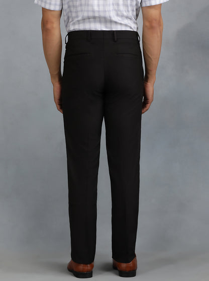 Black Solid Slim Fit Formal Trouser | Greenfibre