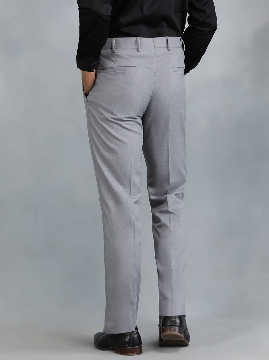 Grey Solid Slim Fit Formal Trouser | Greenfibre