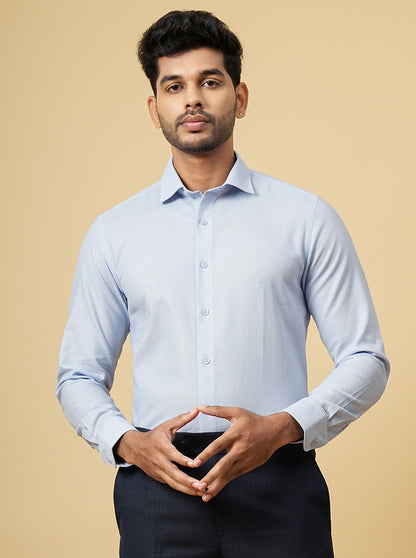 Light Blue Solid Slim Fit Formal Shirt | Metal