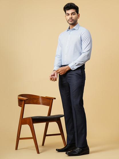 Light Blue Solid Slim Fit Formal Shirt | Metal