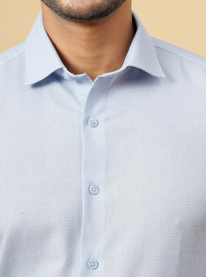 Light Blue Solid Slim Fit Formal Shirt | Metal