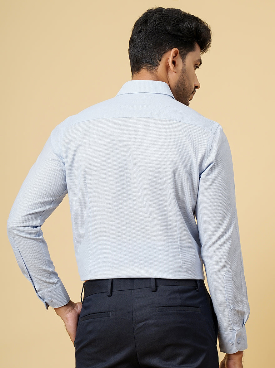 Light Blue Solid Slim Fit Formal Shirt | Metal