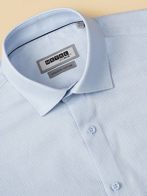Light Blue Solid Slim Fit Formal Shirt | Metal