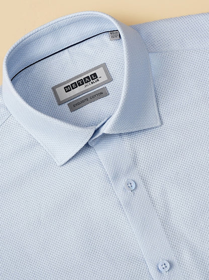 Light Blue Solid Slim Fit Formal Shirt | Metal