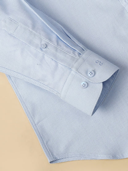 Light Blue Solid Slim Fit Formal Shirt | Metal