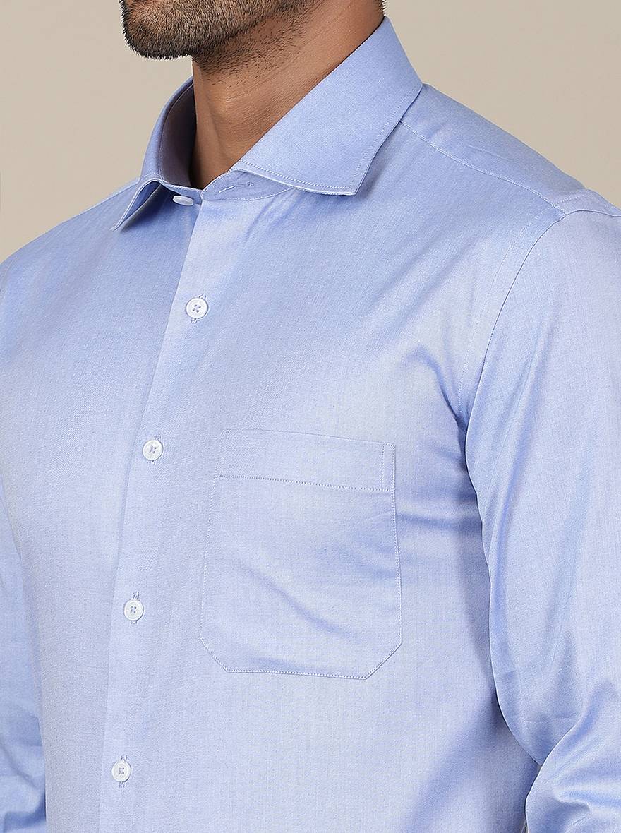 Light Blue Solid Regular Fit Formal Shirt | JadeBlue