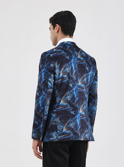 Blue Solid Regular Fit Blazer | JB Studio