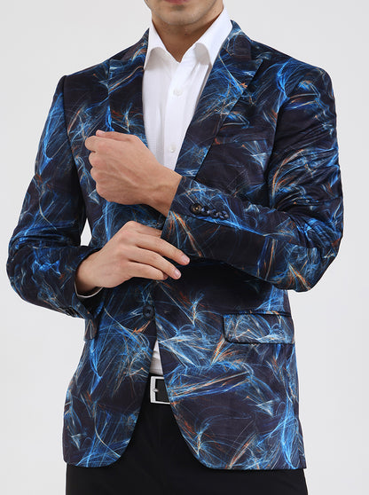 Blue Solid Regular Fit Blazer | JB Studio