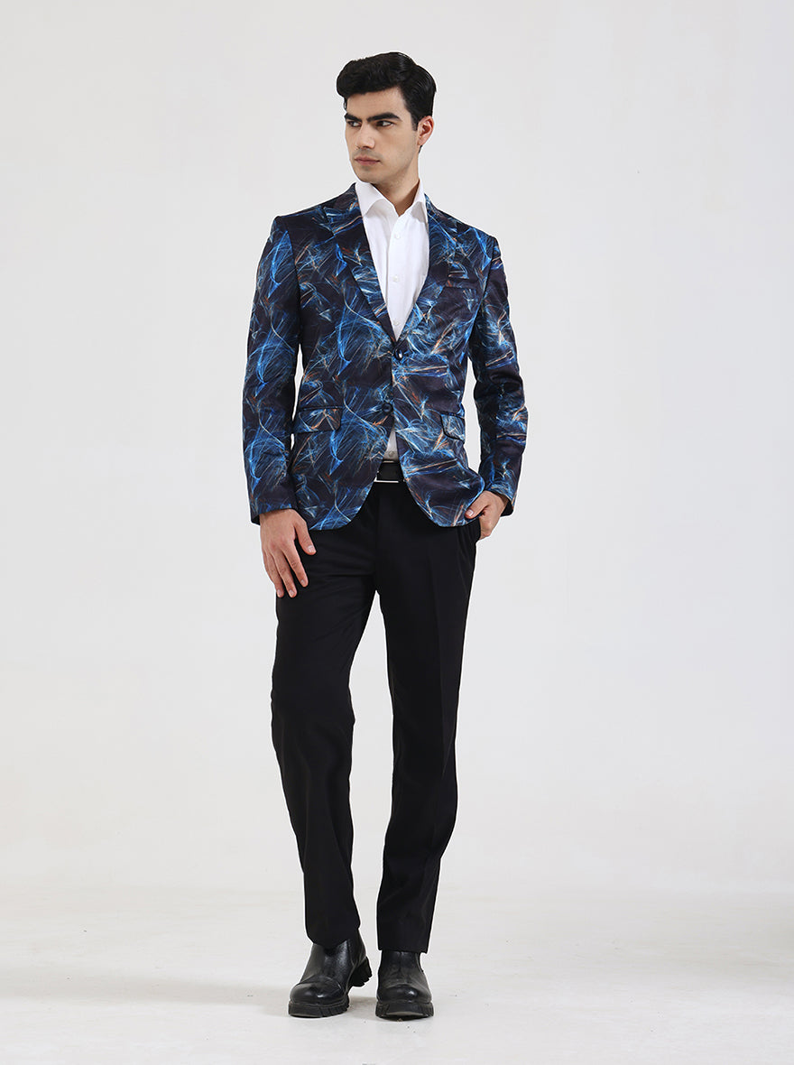 Blue Solid Regular Fit Blazer | JB Studio